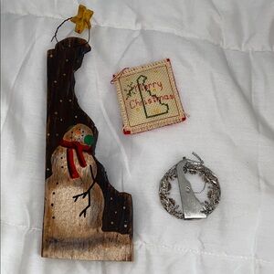Rustic Snowman and Delaware Ornaments